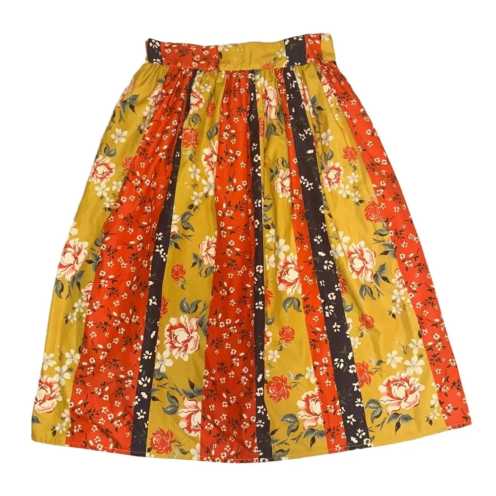 Truly 4 You Patchwork Floral Skirt Size Small Elastic Waist Bohemian